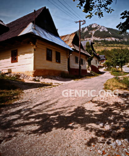 Street - traditional wooden houses.