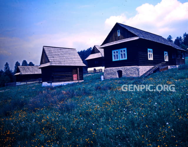 Open-air museum - traditional Ruthenian (Rusyn) wooden houses.