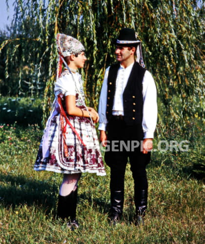 Couple in folk costumes.
