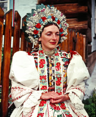 Bride dressed in folk costume.