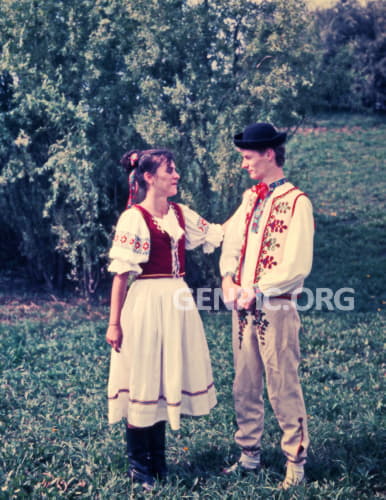 Couple in folk costumes.