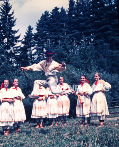 Dancers in folk costumes.