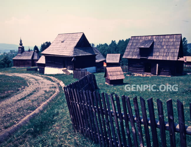 Open-air museum - traditional Ruthenian (Rusyn) wooden houses.
