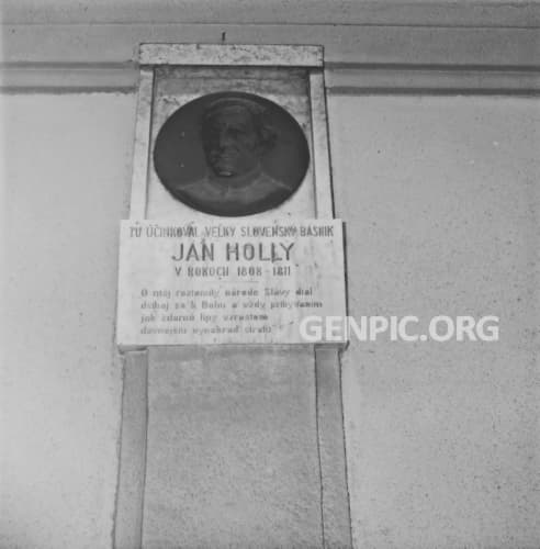 Jan Holly - Commemorative plaque on the Roman Catholic rectory building.
